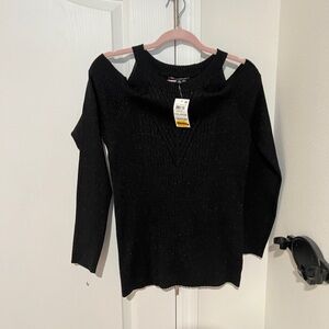 International concepts black shimmer blouse